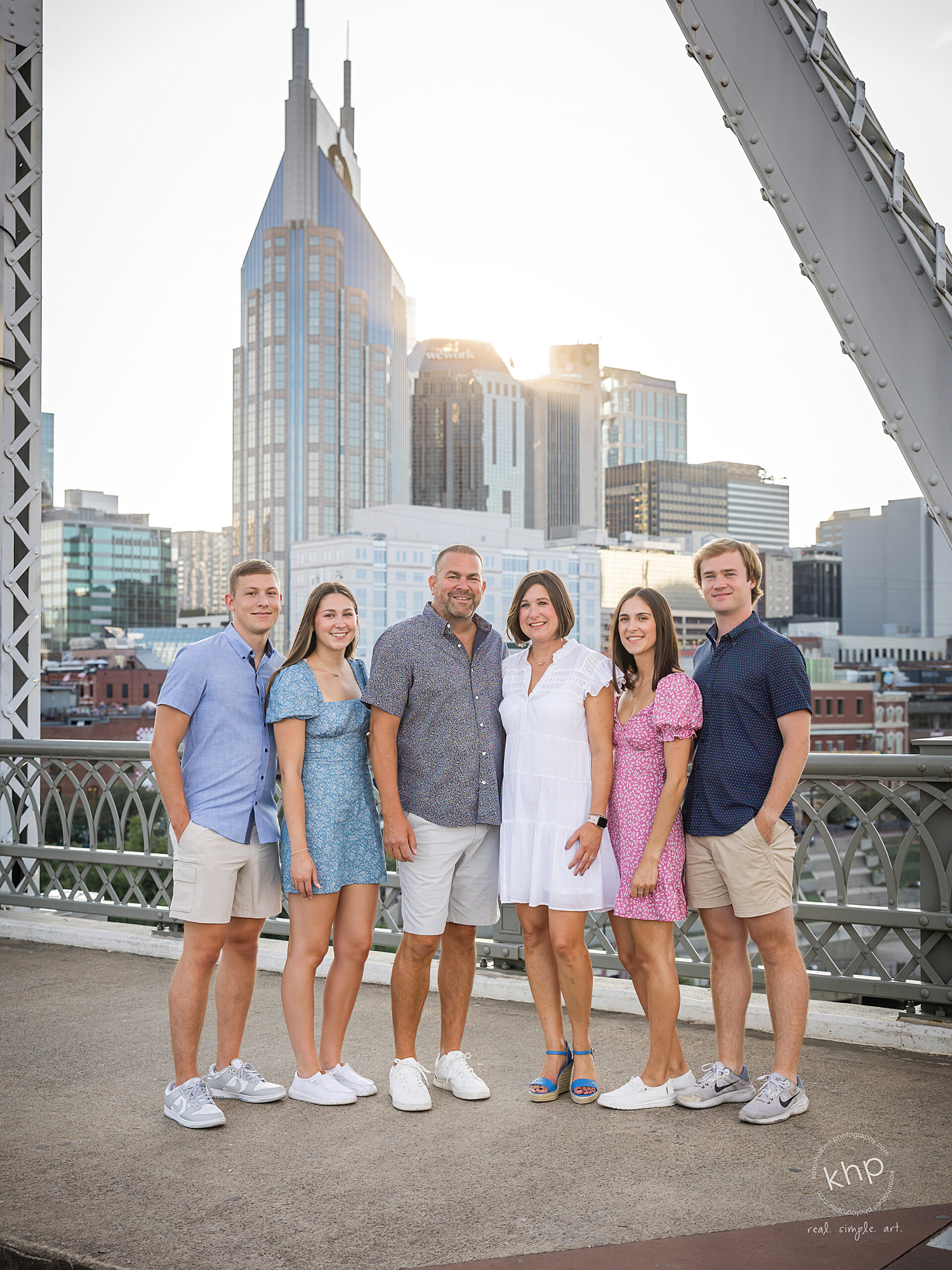 pedestrian bridge skyline nashville downtown family